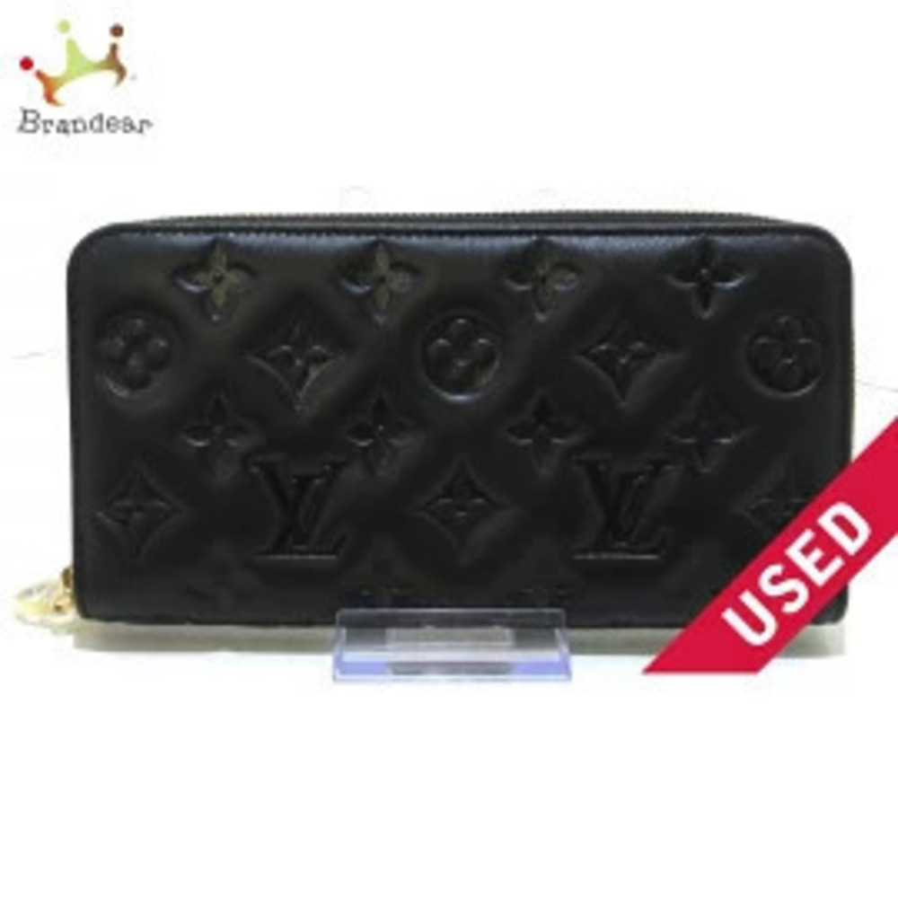 LOUIS VUITTON Zippy Wallet Long Round Zipper Noir Black Lambskin Leather